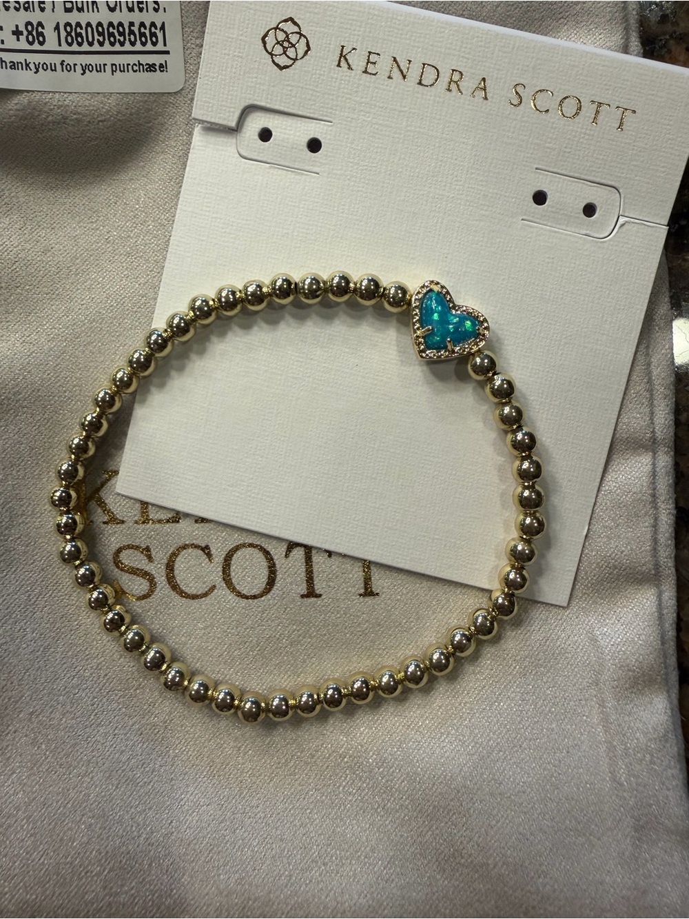 Kendra Scott Gold Beaded Bracelet with Turquoise Heart